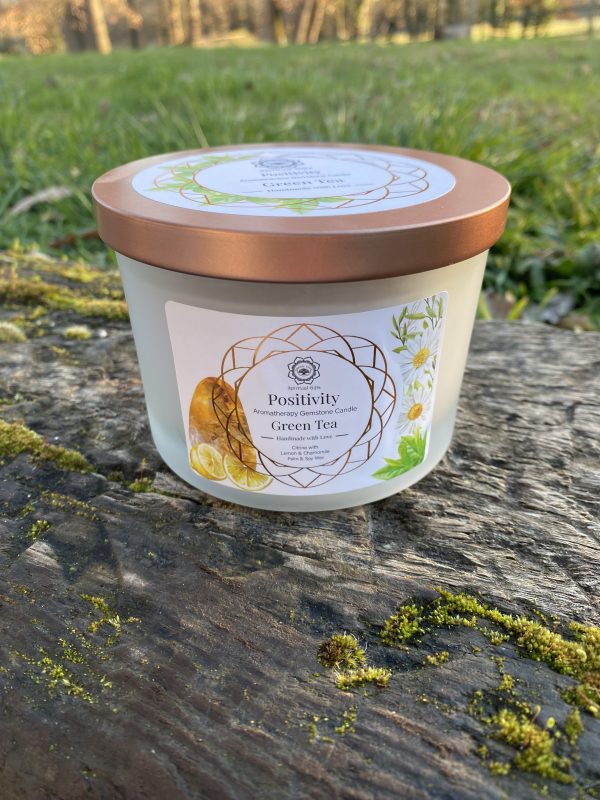 Bougie "Positivity" Citrine et Thé Vert
